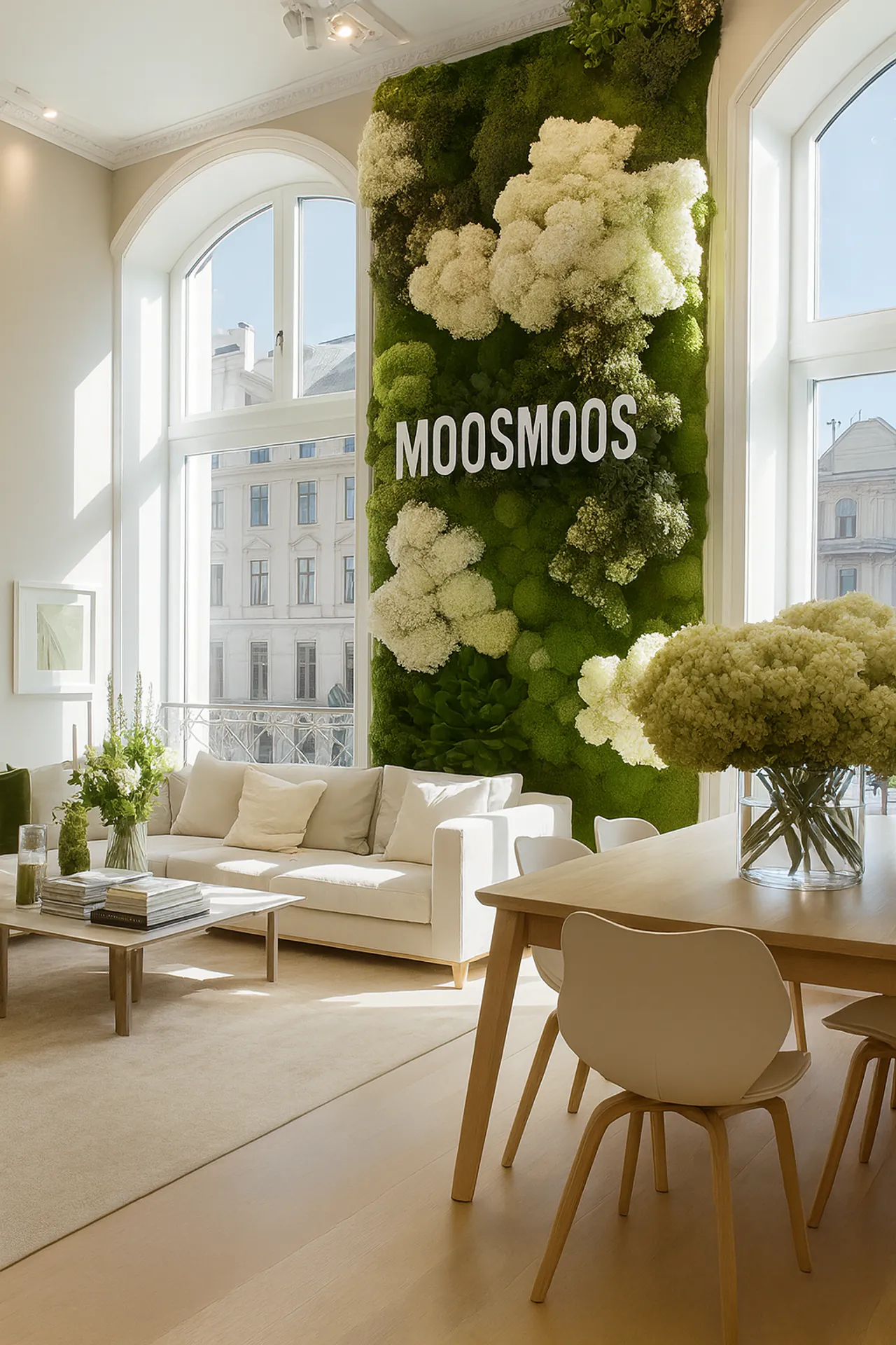 Mooswand Wohnzimmer Showroom Modern — Wandbegrünung von MOOSMOOS